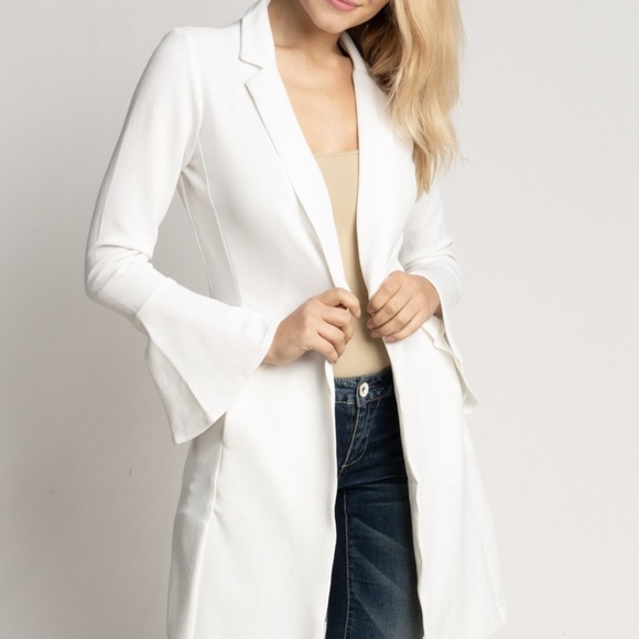 Have Jackets & Blazers - White Long Open Blazer- 1 ONLY!